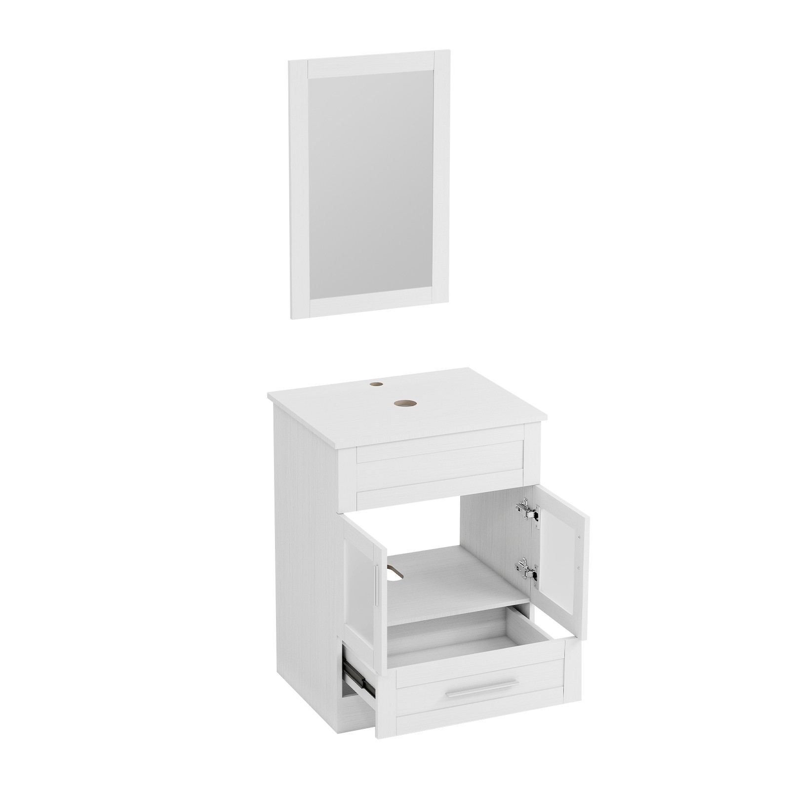 24″Bathroom Vanity All in One, Storage Cabinet, Mirror & Drawers