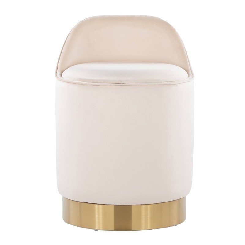 Marla Round Vanity Stool Gold/Cream Velvet Beautiful Contemporary/Glam Styling