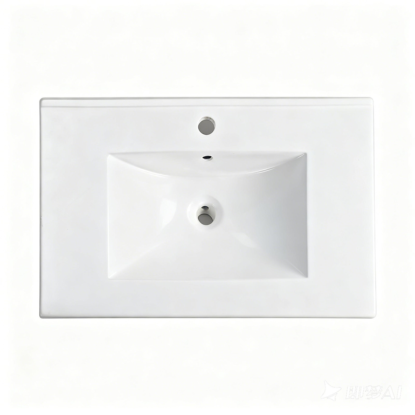 24″ Ceramic Vanity Sink Top, Rectangular Bathroom Vanity Sink Top with Overflow