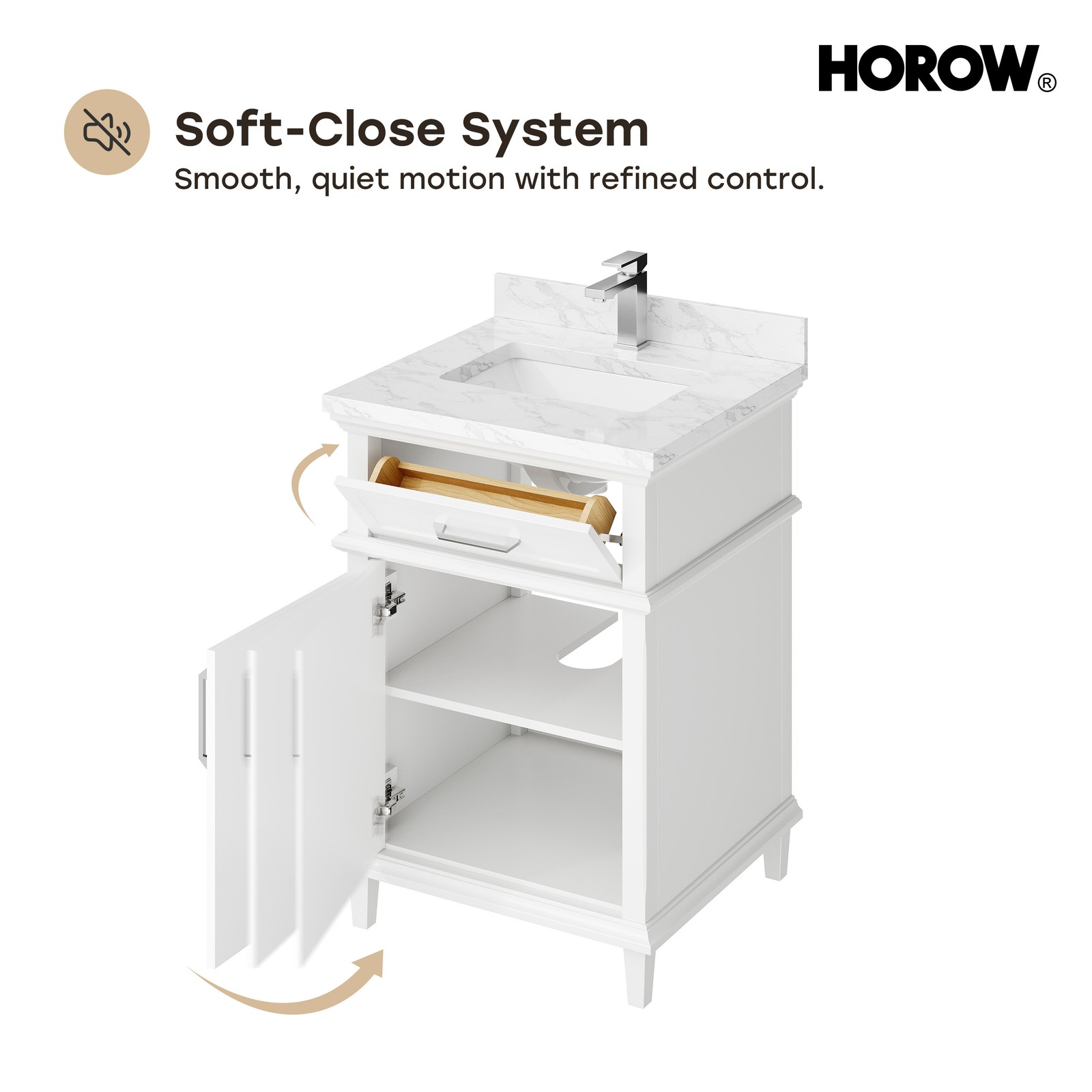 HOROW 24 Inch Bathroom Vanity with Sink, Free Standing Single Basin Vanity Set