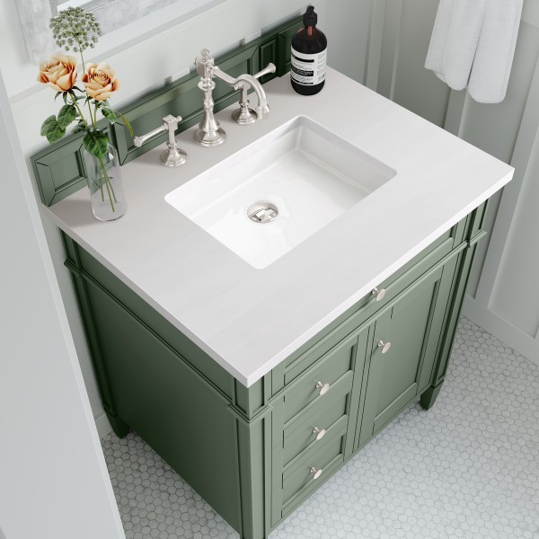 30″ James Martin Brittany 650-V30-SC-3WZ Vanity Cabinet 3 CM White Zeus Top