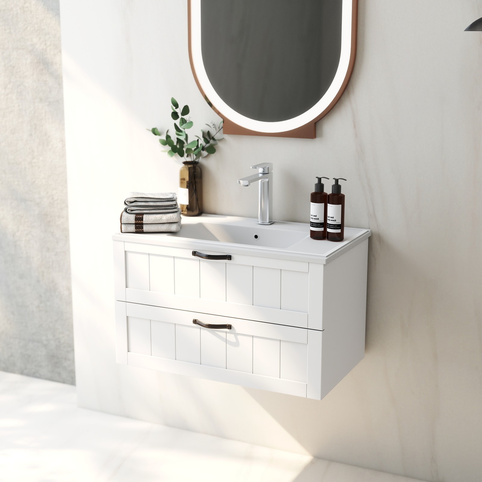 31.5″ Bathroom Vanity Cabinet with Sink Combo, Wall Mounted Floating Cabinet