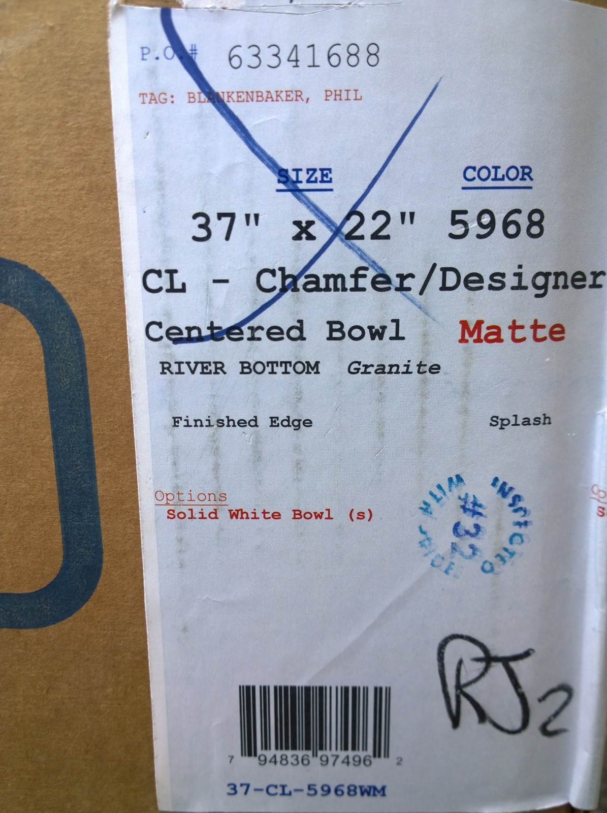NIB Bathroom Premium CULTURED River-Bottom GRANITE Vanity Cabinet Top SINK 37×22