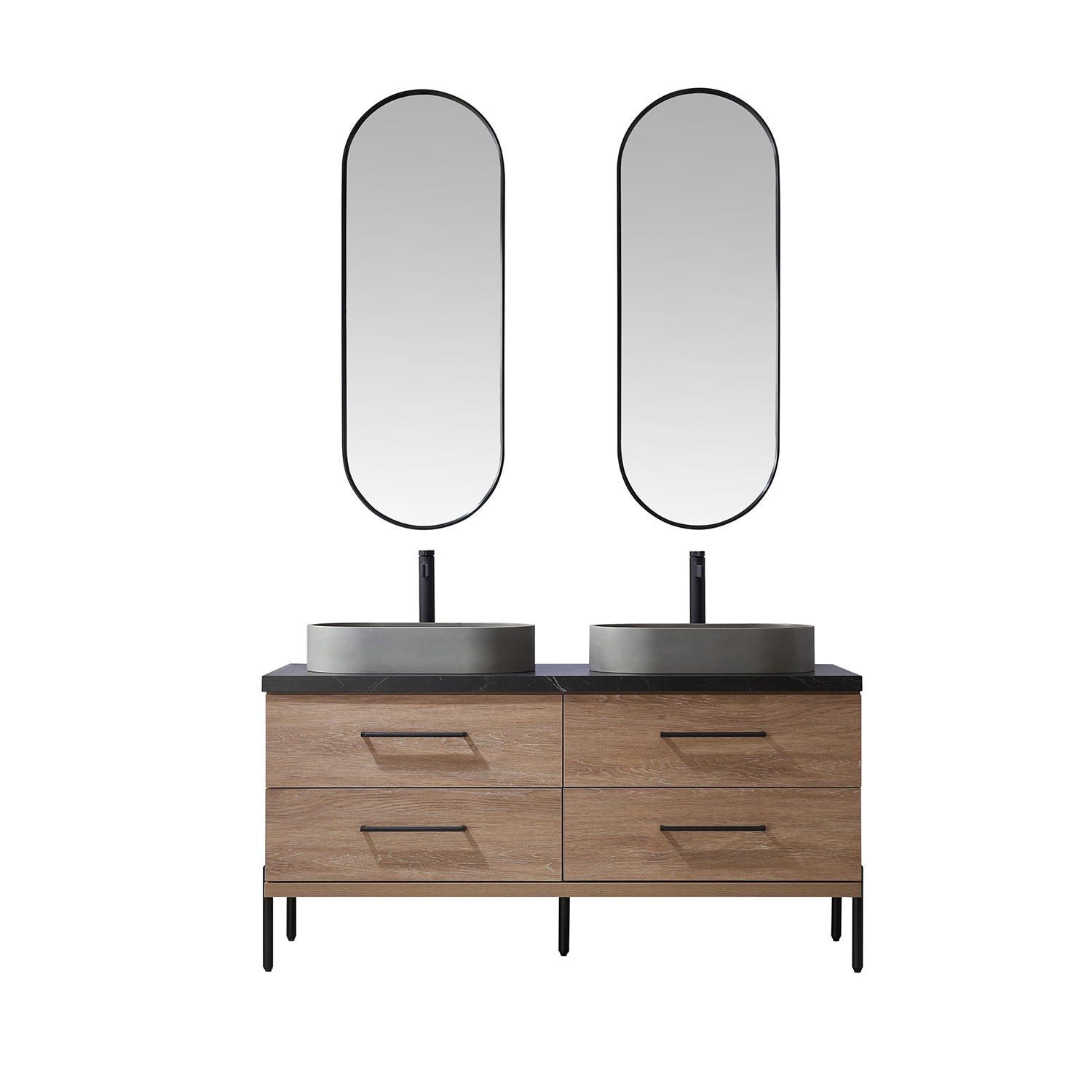 Miseno MV-705160O Trento 60″ – North American Oak / Black