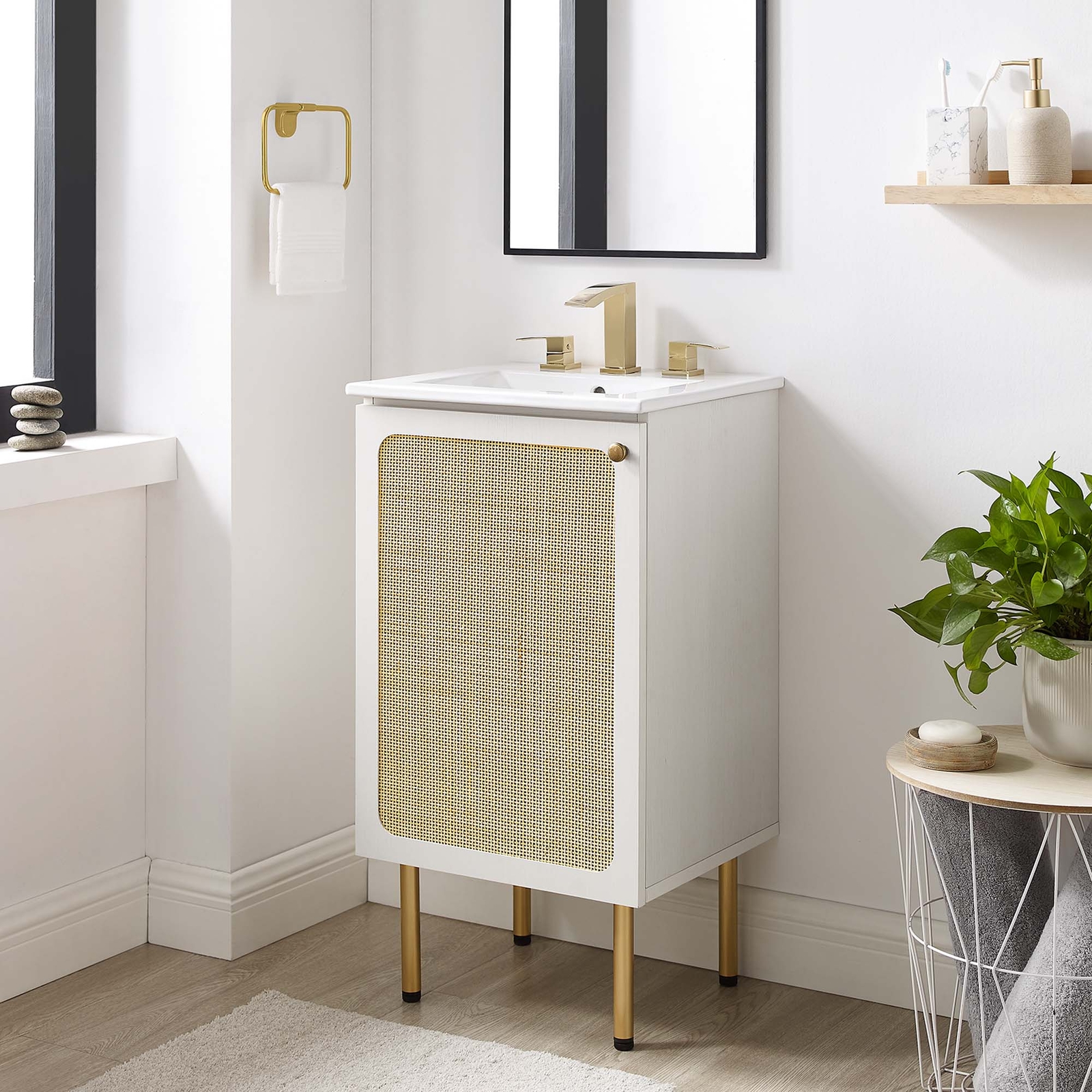 Modway Chaucer 18” Bathroom Vanity Cabinet in White (Sink Basin Not Included)