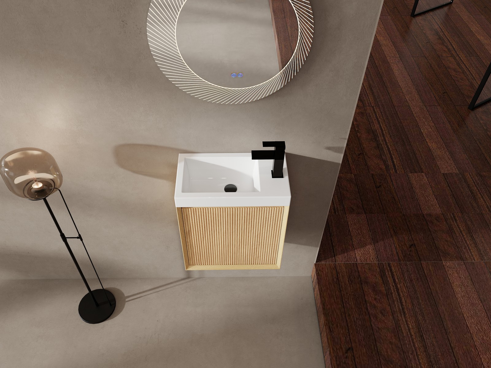 18.5″ Floating Bathroom Vanity and Resin Sink Combo W/1 Door for Small Space MDF