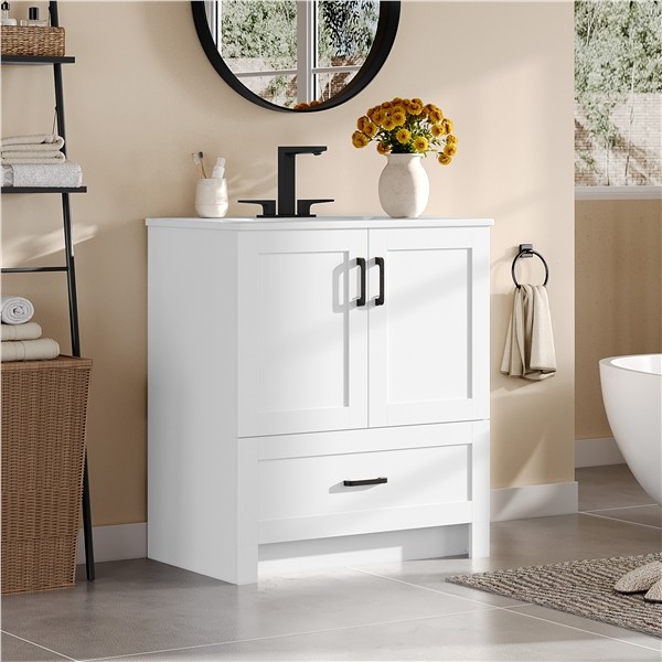 Modern Freestanding Bathroom Vanity with Undermount Ceramic Sink and Drawer