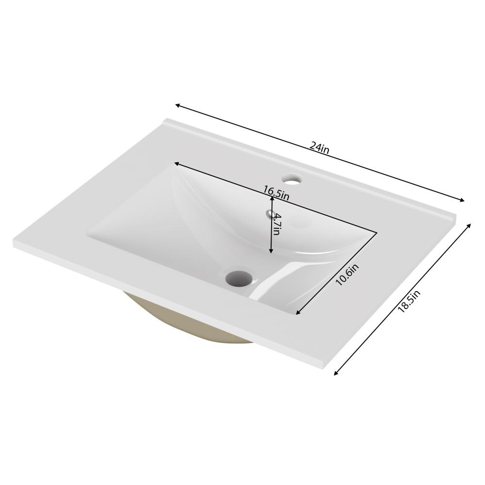 32-Inch White Ceramic Bathroom Sink, Fits 32-Inch Vanity,Pre-Drilled Faucet Hole