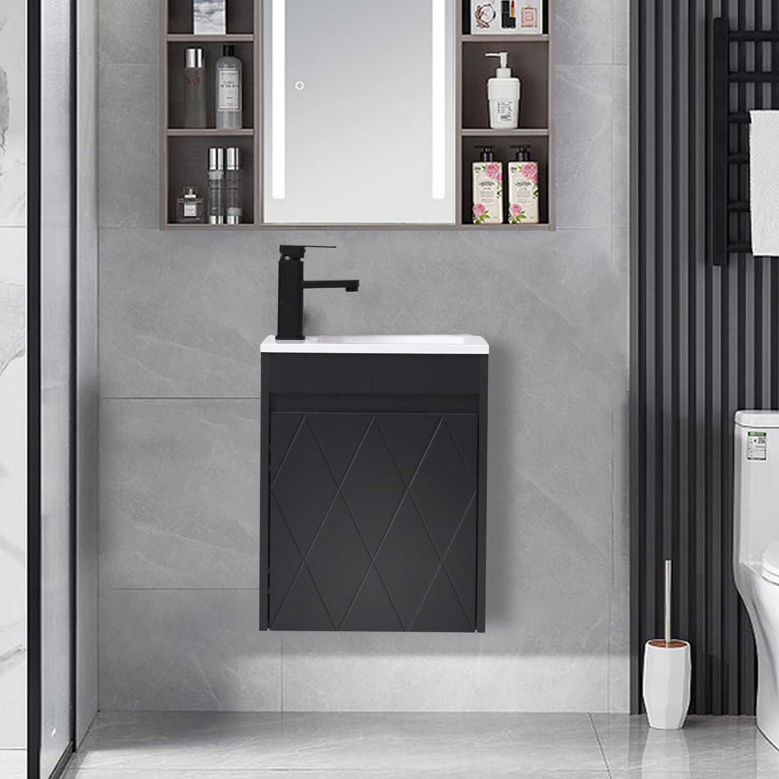 16 Bathroom Vanity Sink Combo for Small Space, Wall Mounted Bathroom Cabinet Set