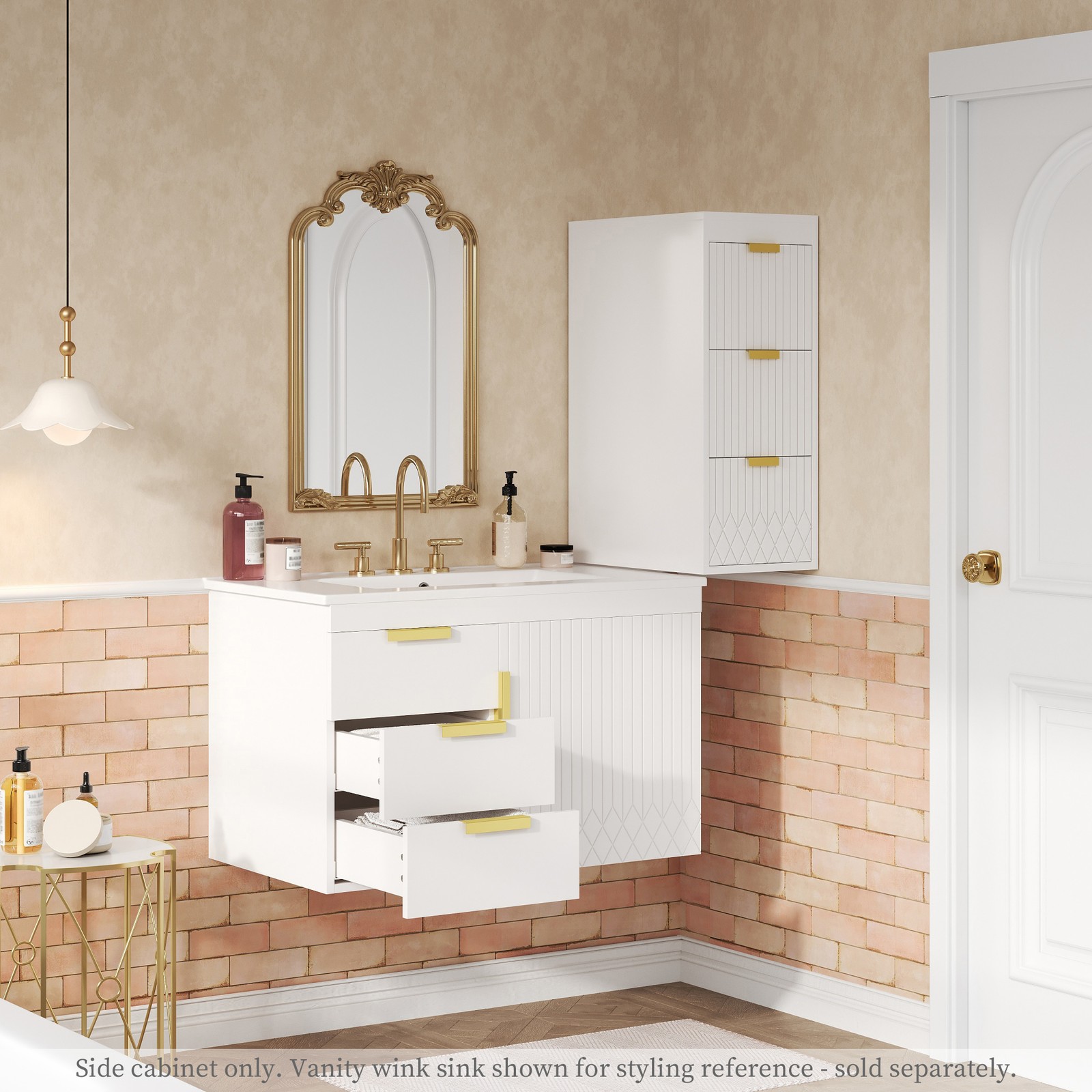 Wall Mounted Floating Cabinet 12″ with Drawers for Bathroom Living Room