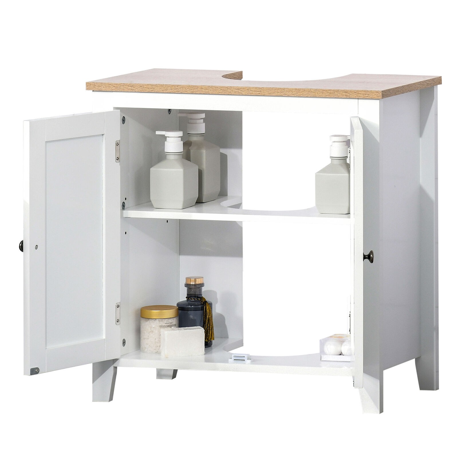 Under-Sink Bathroom Sink Cabinet, Storage Unit w/U-Shape Design, White