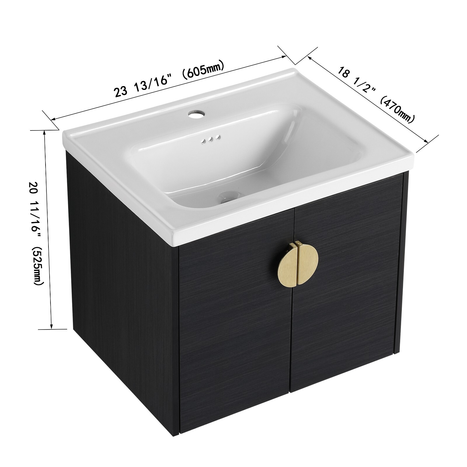 24 Inch Soft Close Doors Bathroom Vanity With Sink, For Small Bathroom