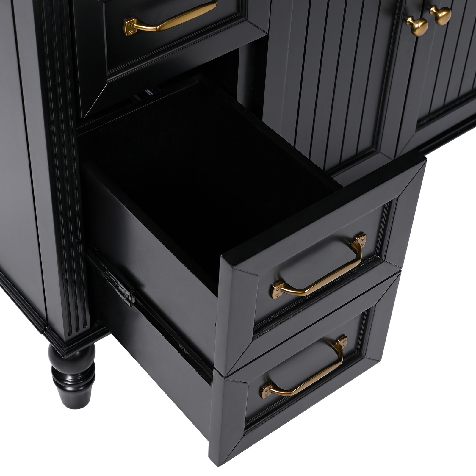 36″ Bathroom Vanity with Sink & Drawers, Black, Solid Wood Frame & MDF