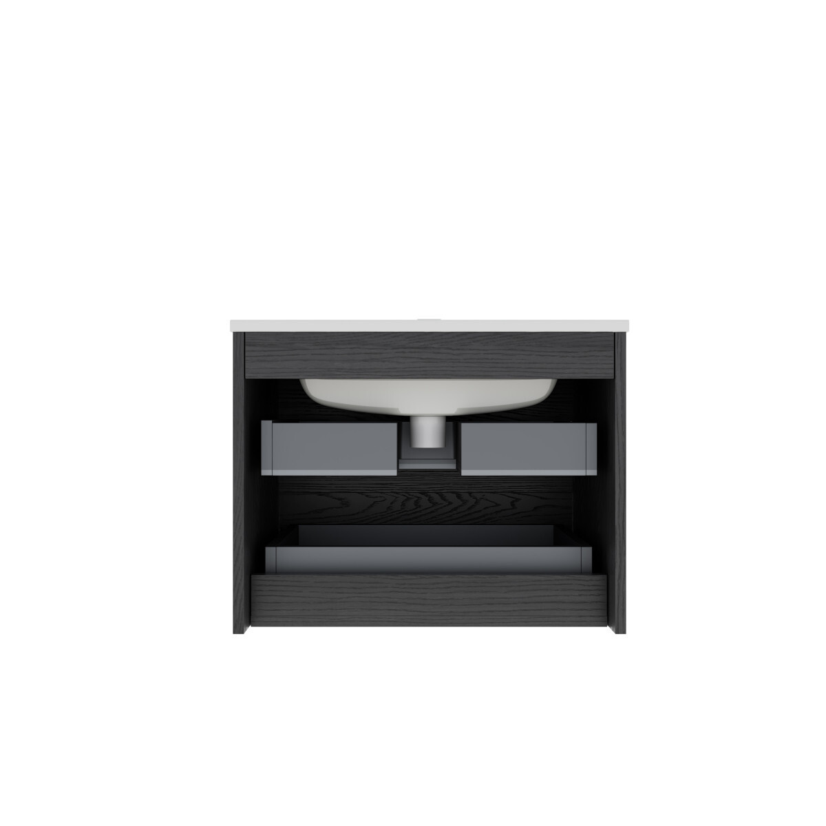 24″ 30″ 36″ Wall Mounted Bathroom Vanity w/Ceramic Sink,2 Drawer Floating Vanity