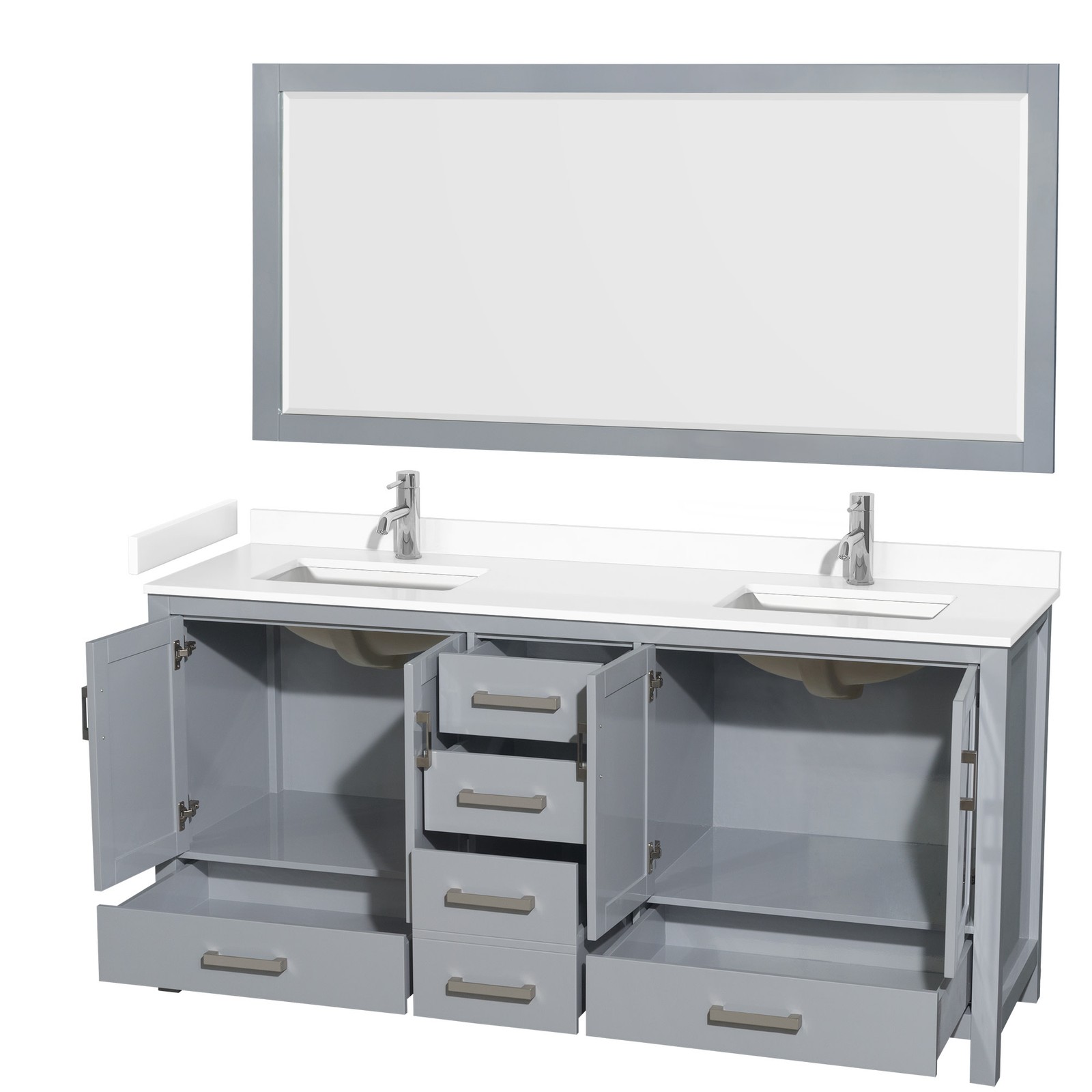 Wyndham Collection WCS141472D-VCA-M70 Sheffield 72″ – White / Carrara Cultured