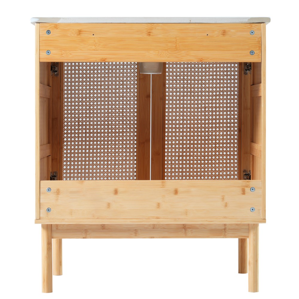 30in bathroom vanity crafted from natural materials featuring handmade rattan