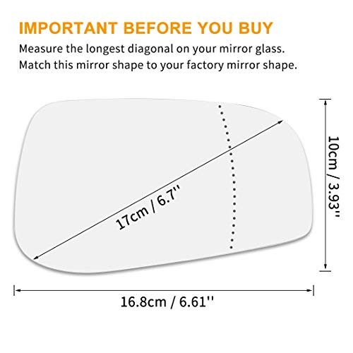 Passenger Right Side Rearview Replacement Mirror Glass W/Adhesive for VOLVO