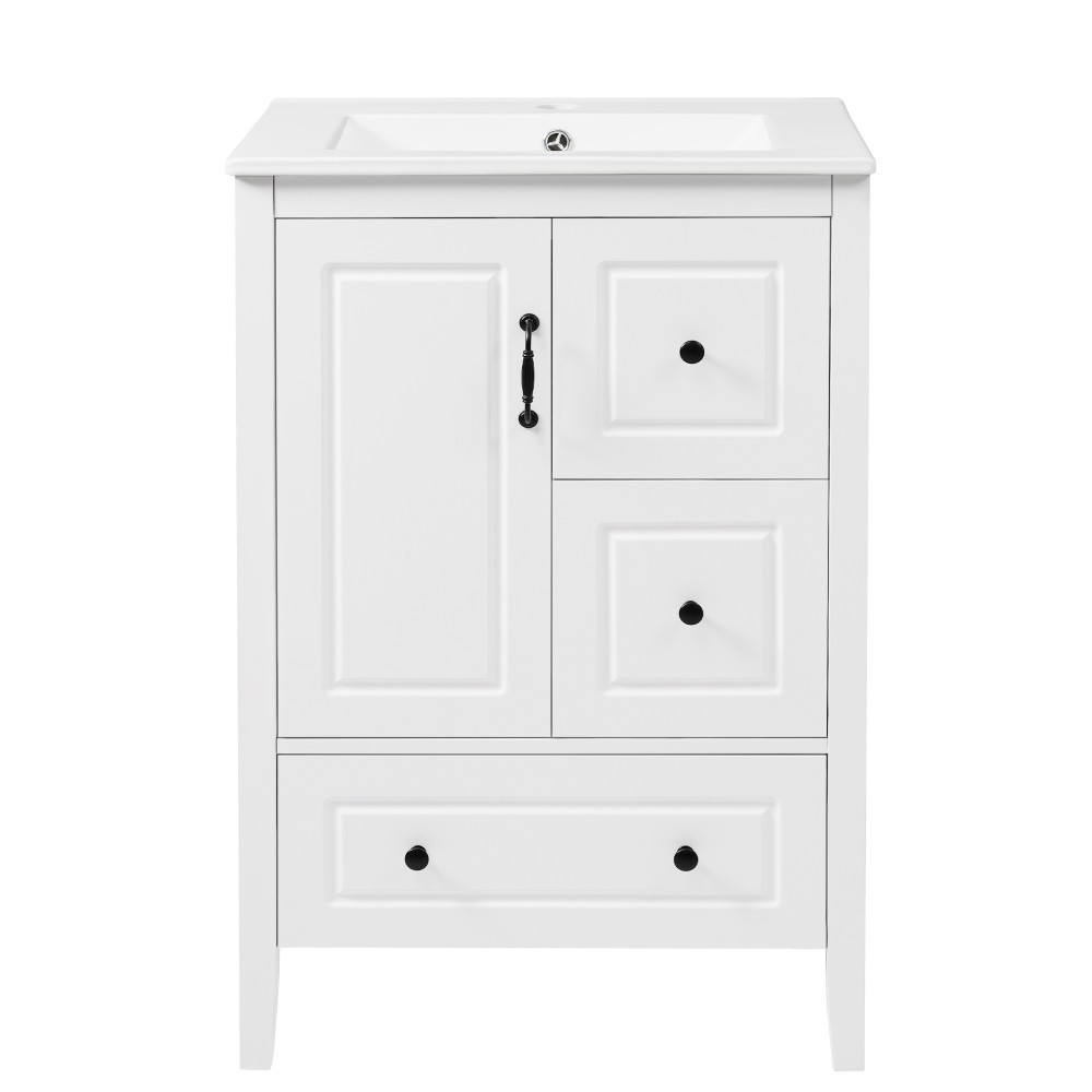 24 inch Bathroom Vanity with Sink, One Cabinet with Soft-closing Door