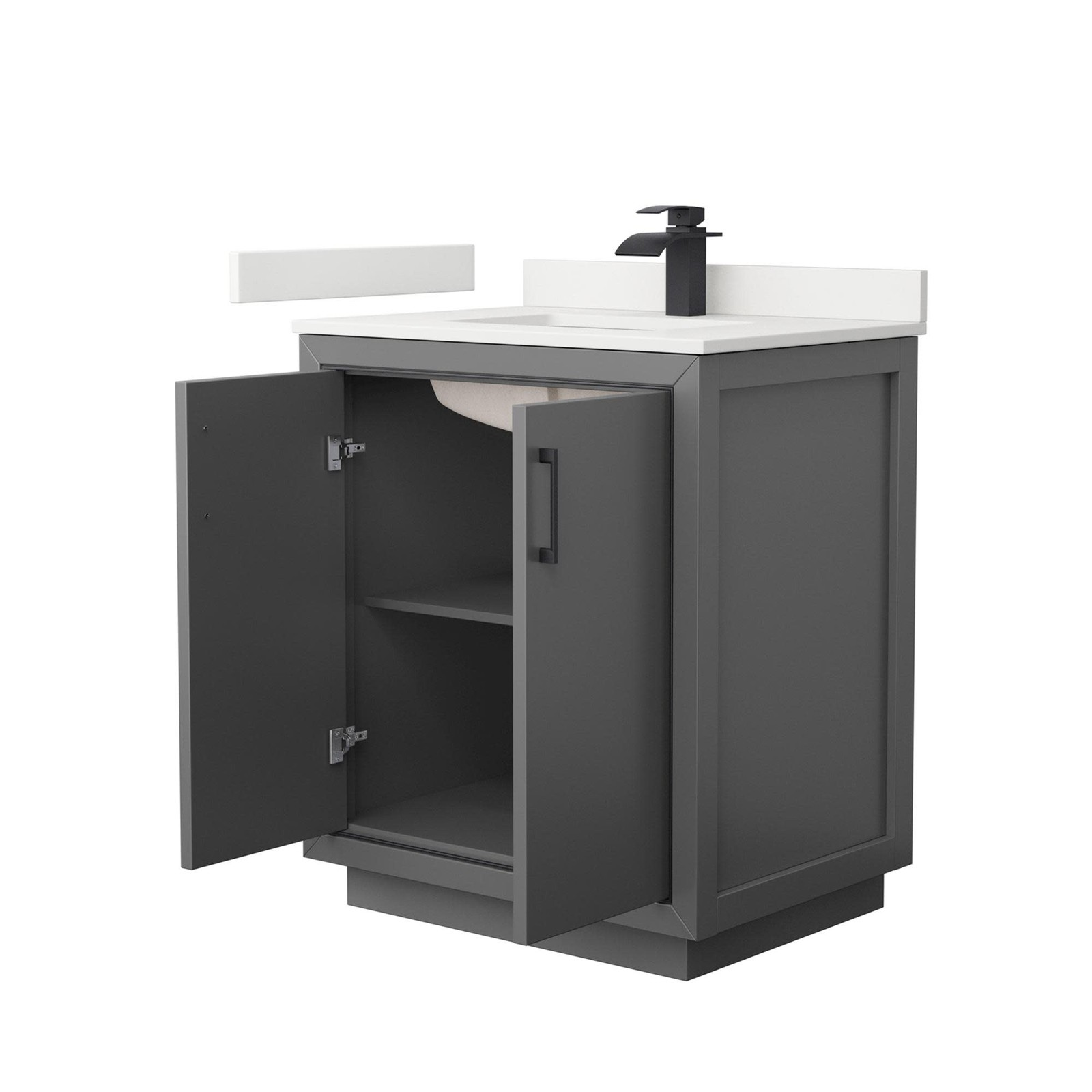 Wyndham Collection WCF111130S-QTZ-UNSMXX Icon 30″ – Dark Gray / White Quartz Top