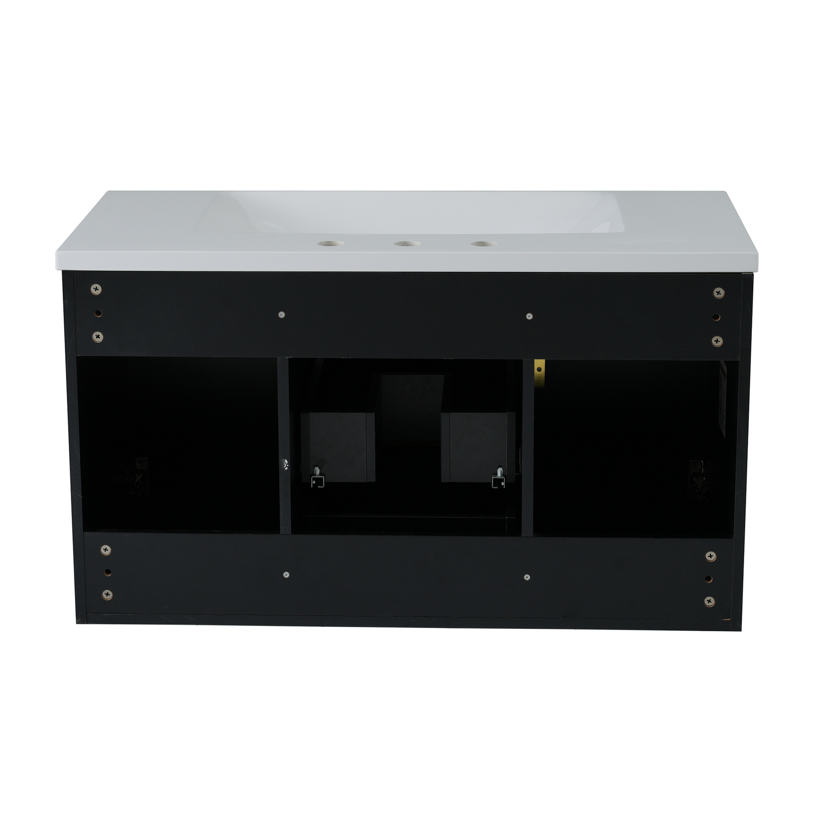 36″ Wall Mounted Bathroom Vanity w/Sink, Floating Vanity Cabinet 2 Drawers Doors