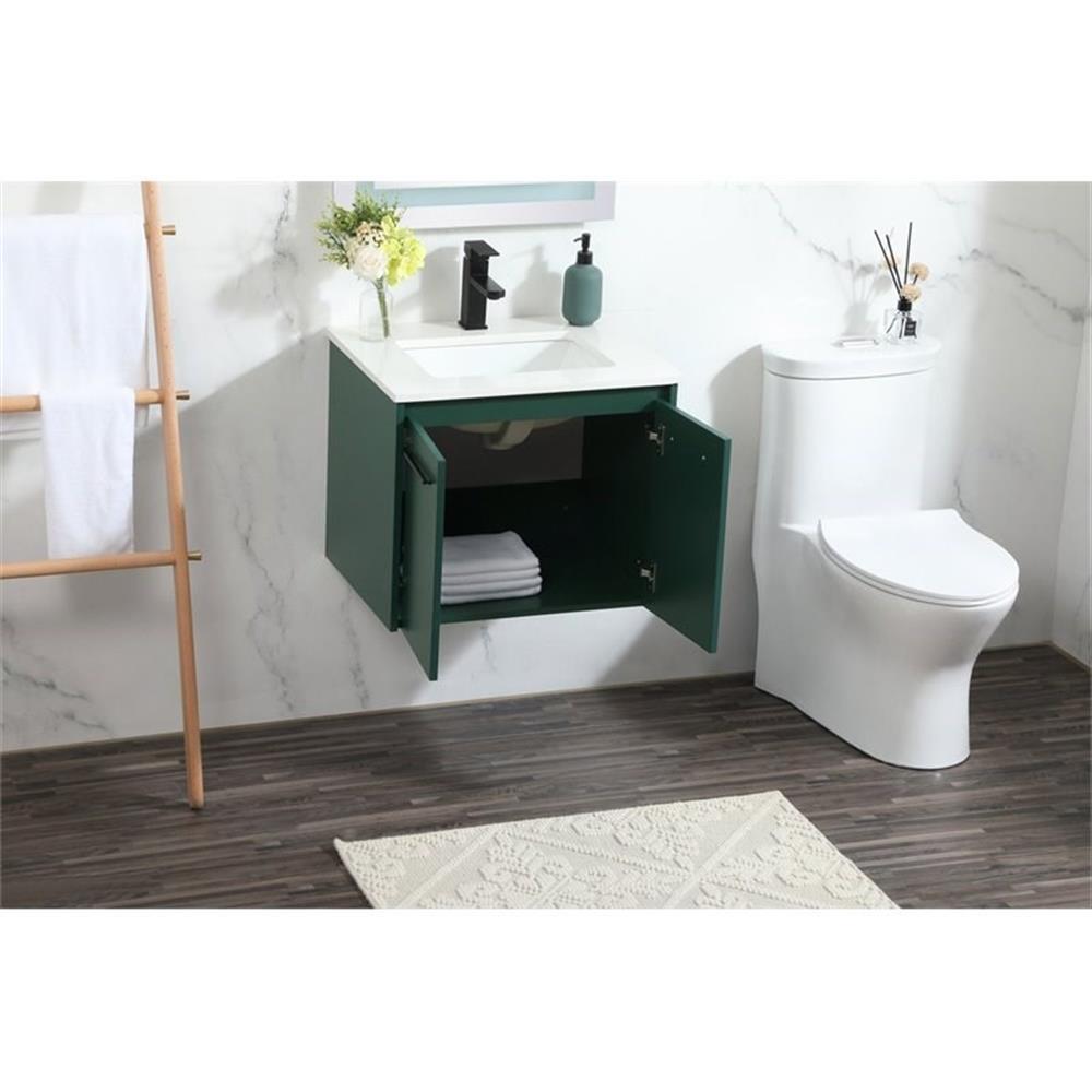 Elegant Decor Penn 24″ Aluminum Alloy MDF Single Bathroom Vanity in Green