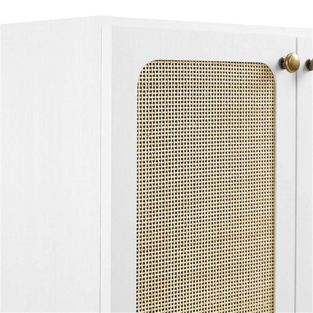 Modway Chaucer 24″ Wood & Rattan Bathroom Vanity Cabinet in White
