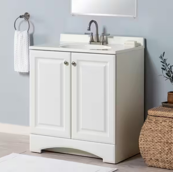 Glacier Bay 31″ Single-Sink Vanity – White with White Cultured Marble Top