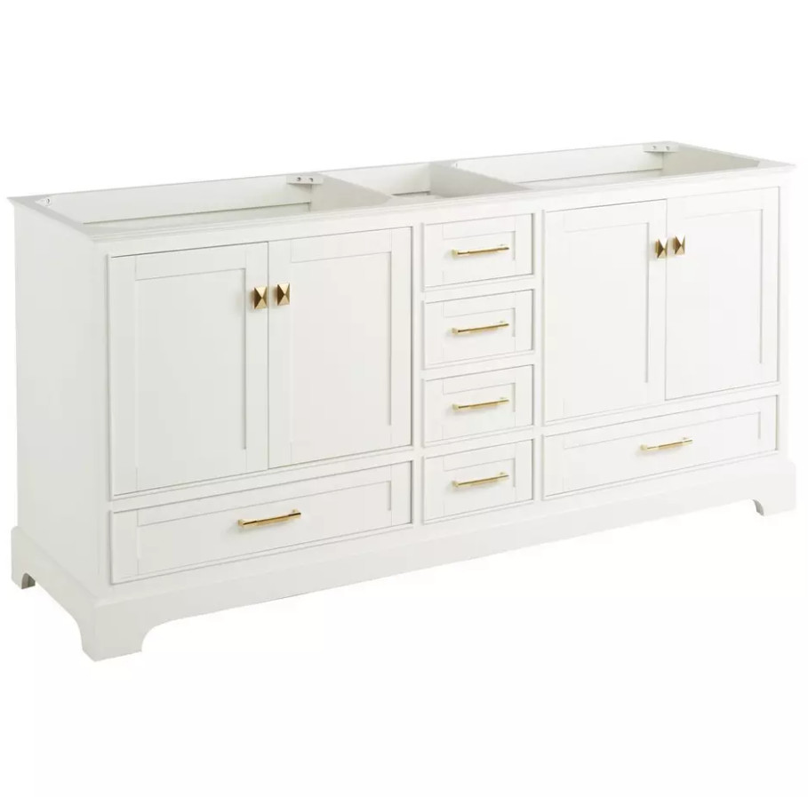 Signature Hardware 72″ Quen Double Vanity Cabinet – Soft White (Cabinet Only)