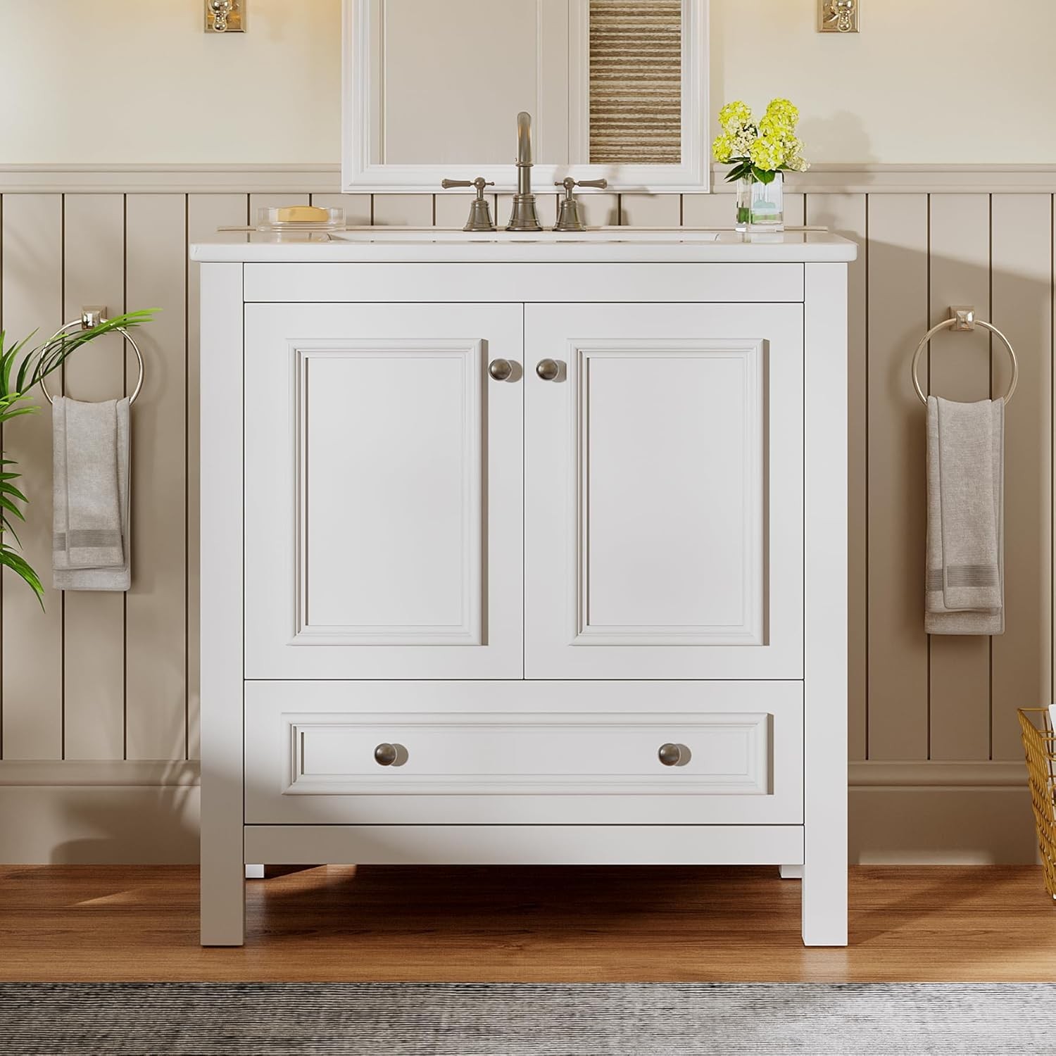 30″ Bathroom Vanity with Sink Combo Bathroom Cabinet with 2 Doors and 1 Drawer