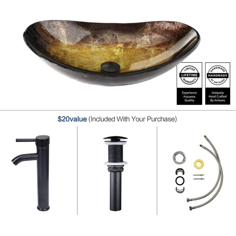 Bathroom Artistic Glass Sink Free Oil Rubbed Bronze Faucet And Pop Up Drain