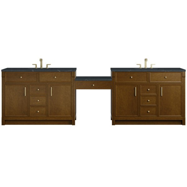 120″ James Martin Bellshire 660-VMC120-HNO-3CSP Dual Vanity Cabinet Charcoal Top