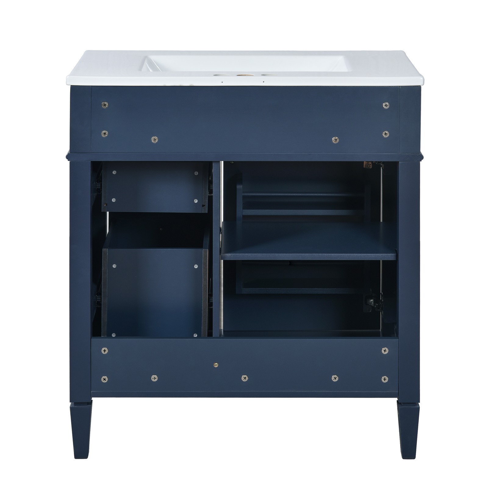 30″ Bathroom Vanity with Sink, 2 Drawers & Tip-Out Drawer, Blue