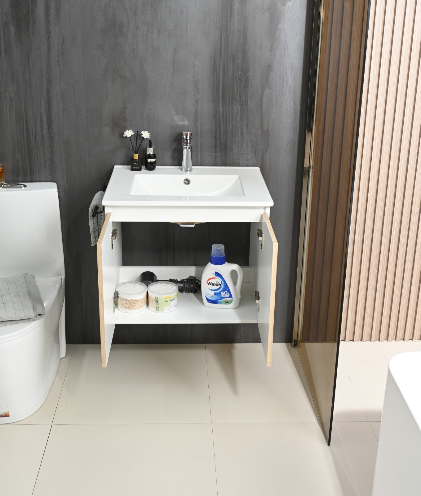 Goodyo 24 in Bathroom Vanity with Sink, Floating Wall-mount Cabinet with 2 Doors