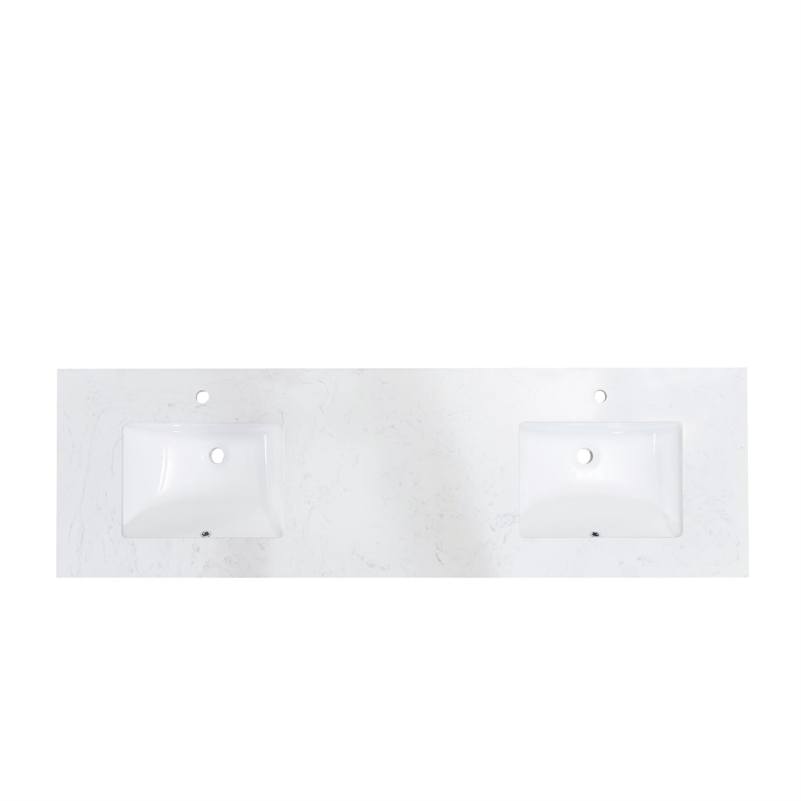 73 in. Composite Stone Double Basin Vanity Top in White with White Basins