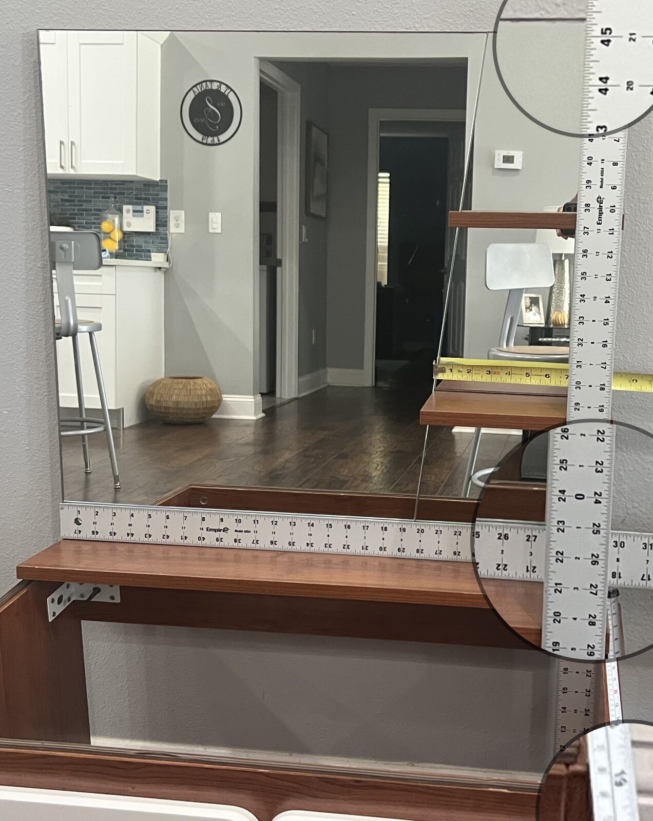 Modern Scandinavian Floating Bathroom Vanity Cabinet & Mirror With Shelving