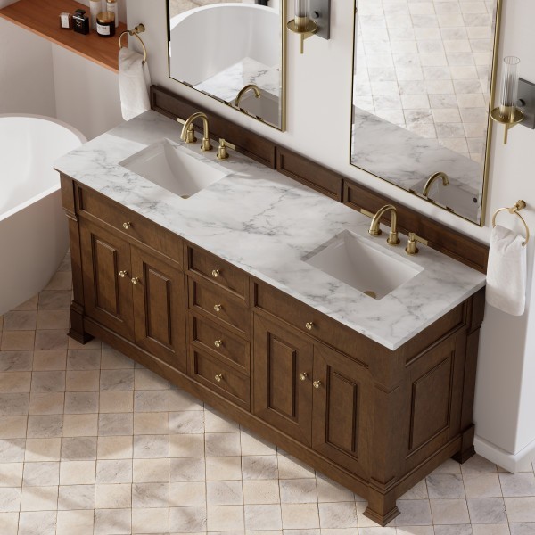 72″ James Martin Brookfield 547-V72-HNO-3CAR Double Vanity Cabinet Carrara Top
