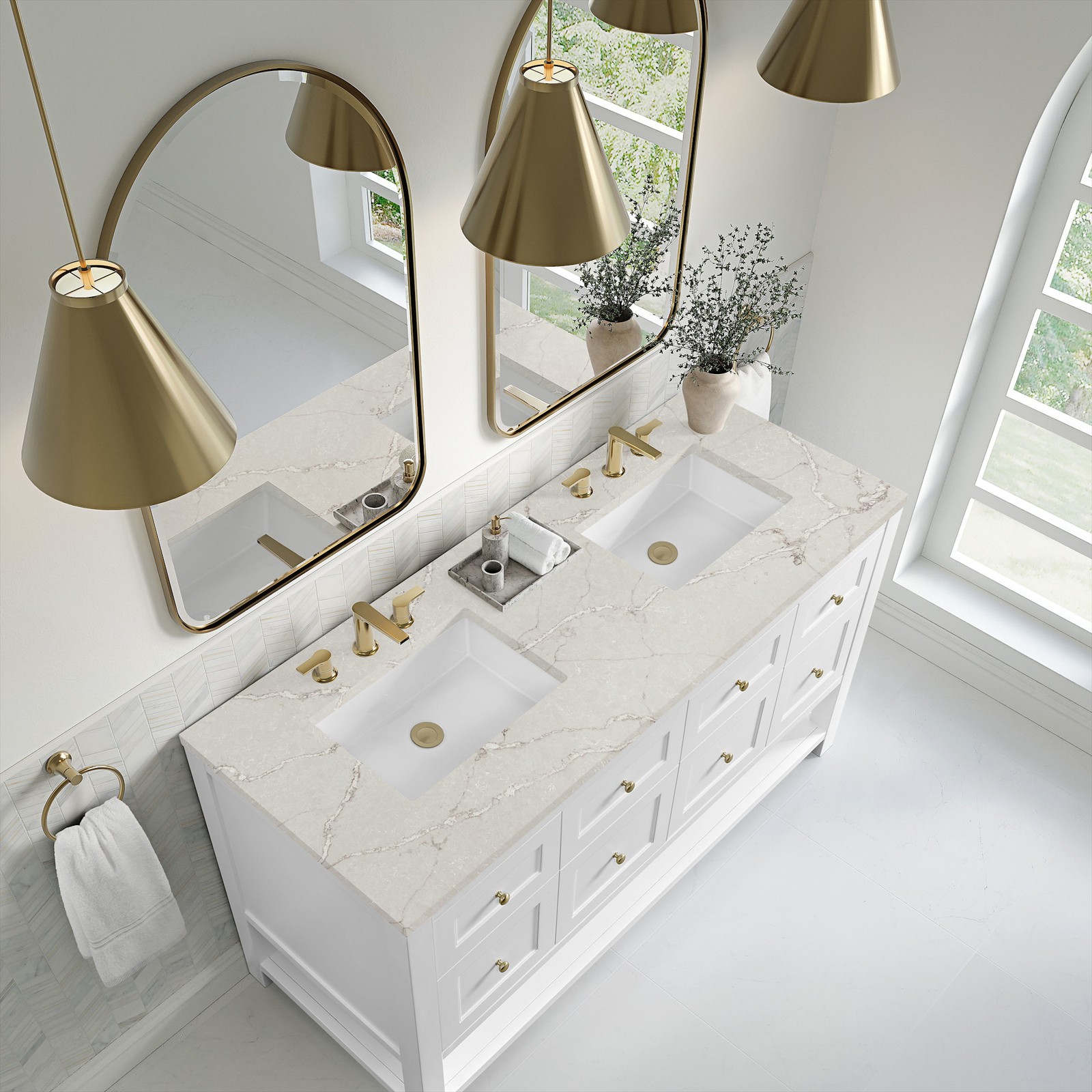 James Martin Vanities 330-V60D-FVSL Breckenridge 60″ – Whitewashed Oak