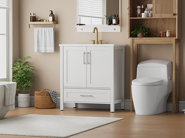 24/30/36″Bathroom Vanity with Sink,Doors & Drawers Bathroom Cabinet Vanity W/Top