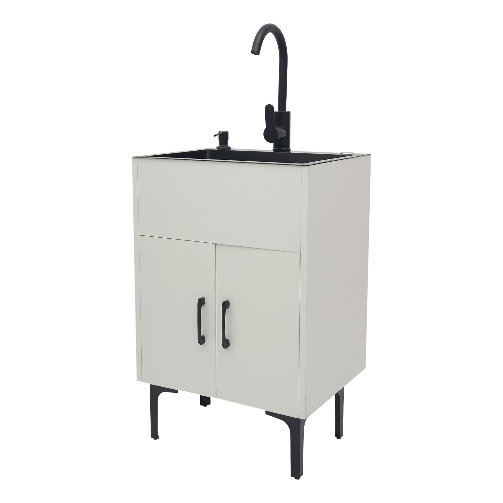 20″ Laundry Sink Cabinet w/ Faucet, Freestanding Utility Sink Cabinet w/ Storage