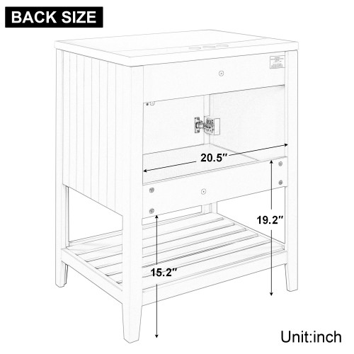 24″ Black Modern Bathroom Vanity with Ceramic Sink & Wood Frame