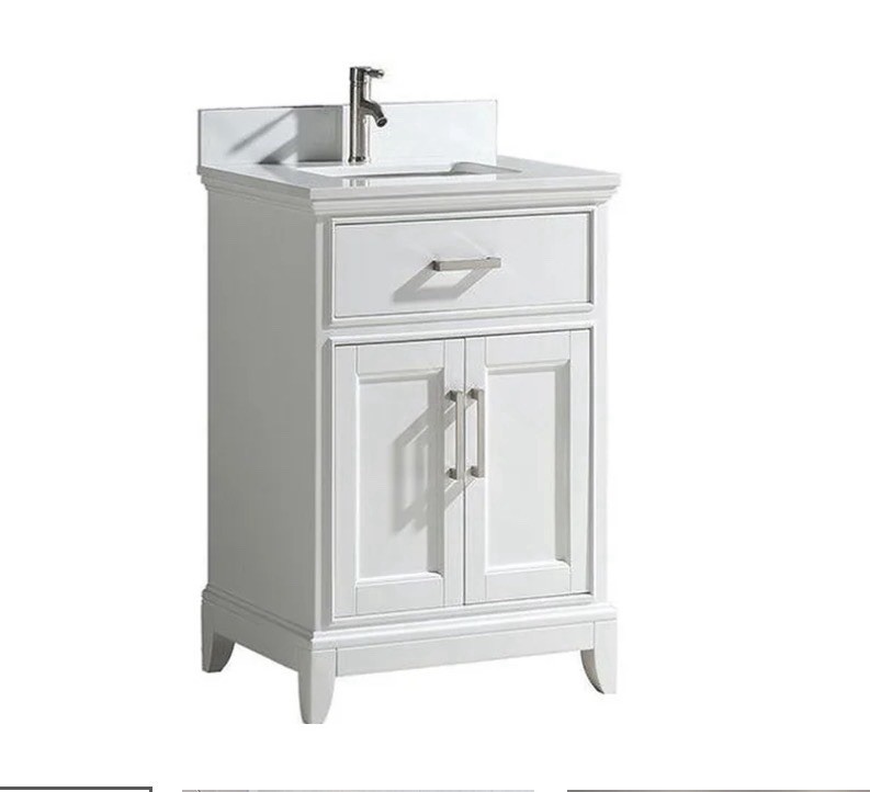 Art Genoa 24″ Single White Freestanding Modern Bathroom Wash Basin White