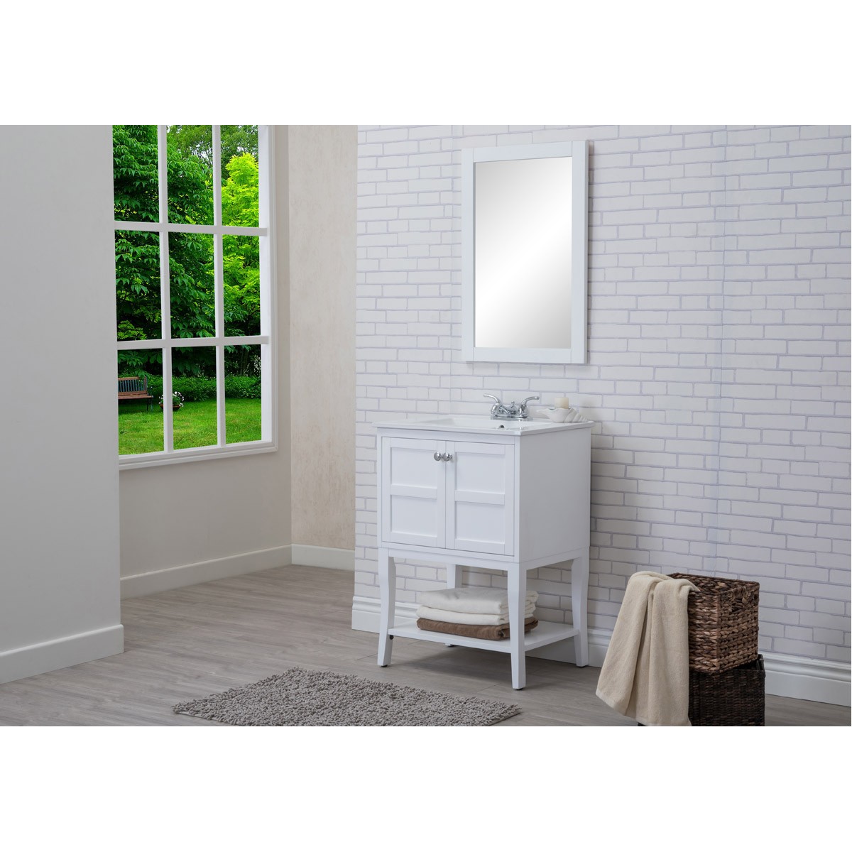 Elegant Lighting VF2100 Mason 24 X 33.25 inch White and Chrome Vanity Set