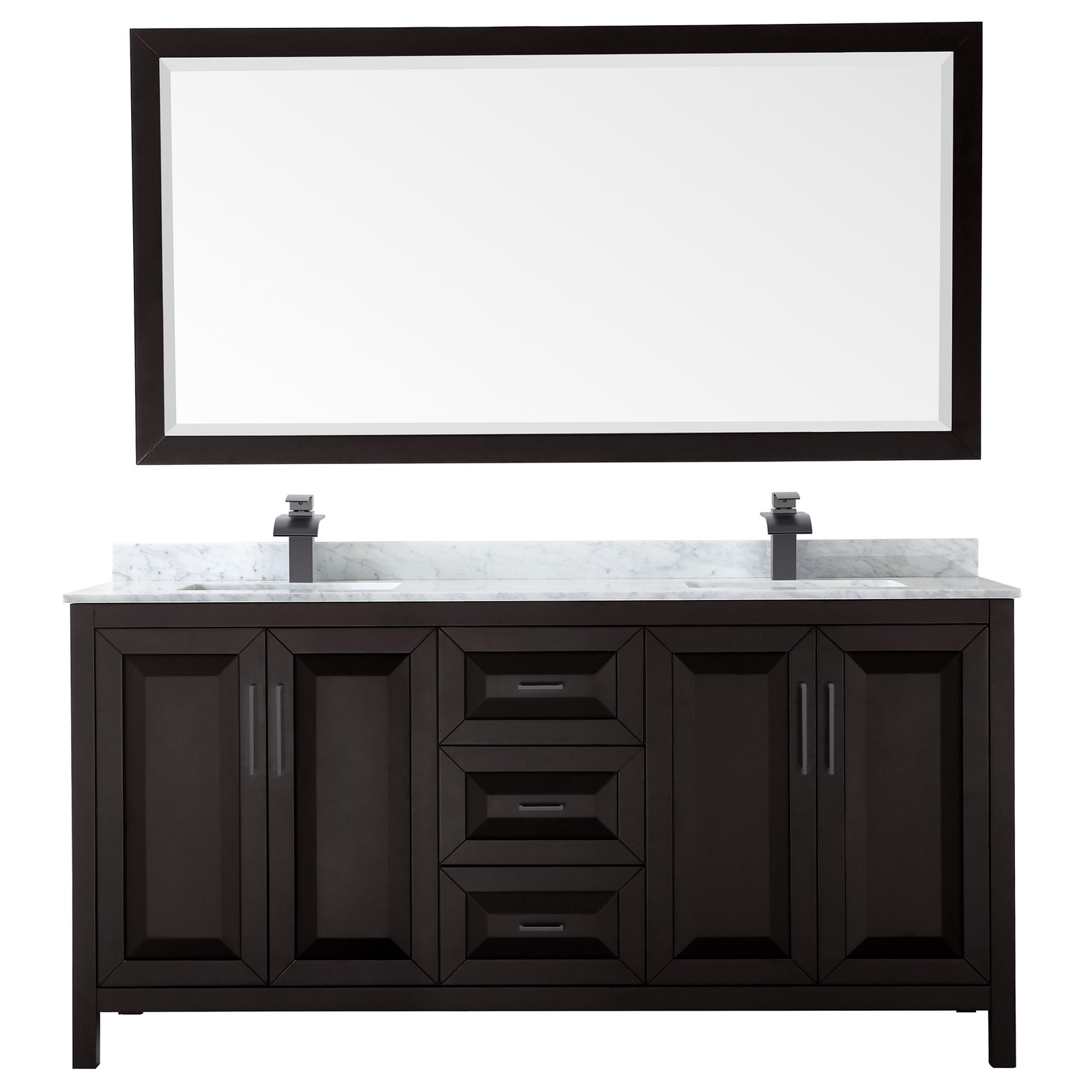 Wyndham Collection WCV252572DUNSM70 Daria 72″ – Dark Gray / White Carrara Marble