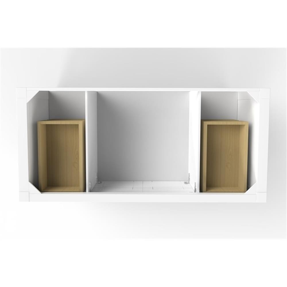 Bowery Hill Modern 48″ White Wood Vanity Base with Chrome Handles