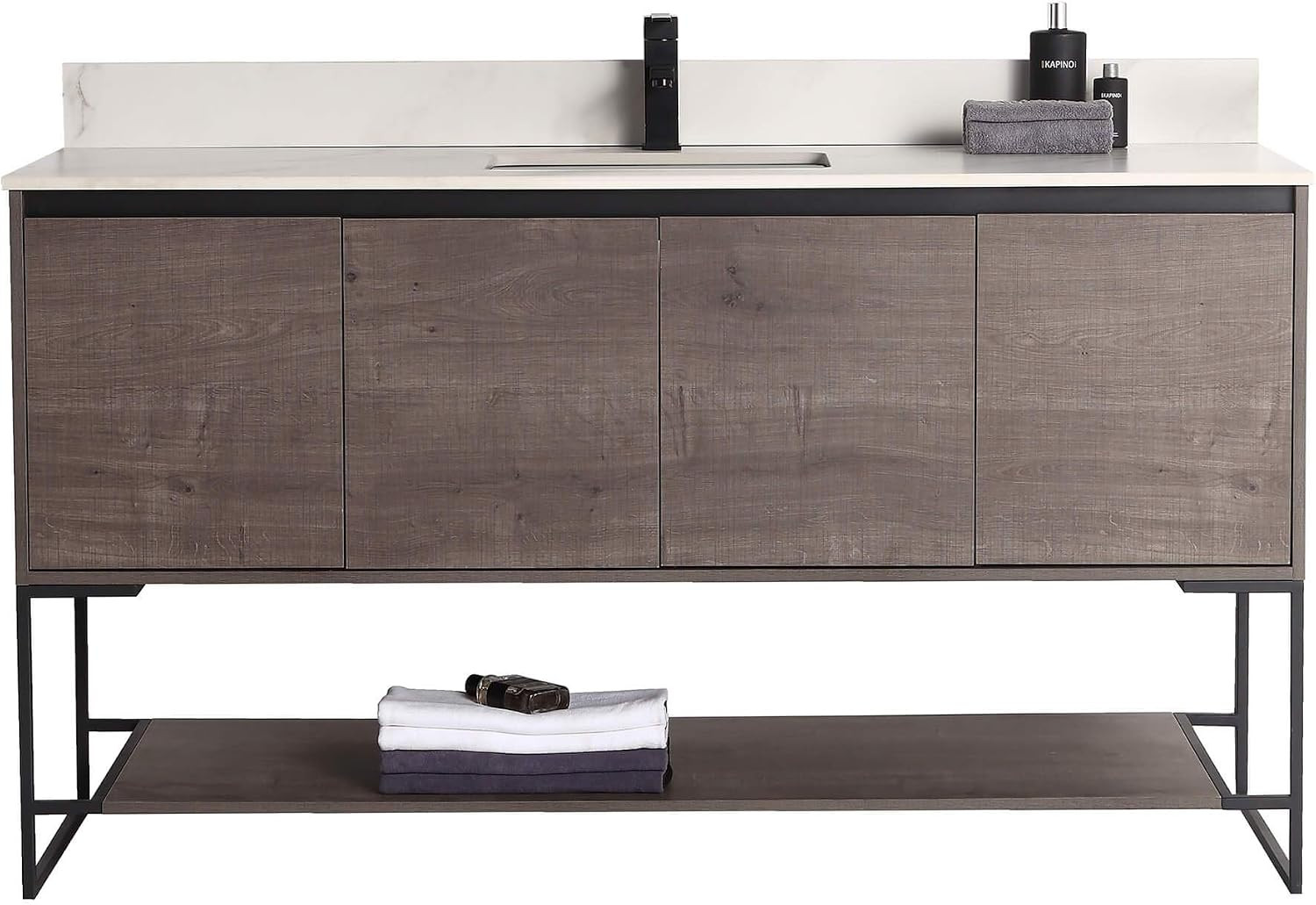 60 Inch Bathroom Vanity with Sink – Modern Knob Free Design, Elegant Space-Savin