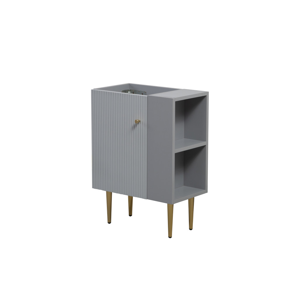21.6″ Bathroom Vanity Base, Soft-Close Doors, Gray, Solid Wood, Open Shelf