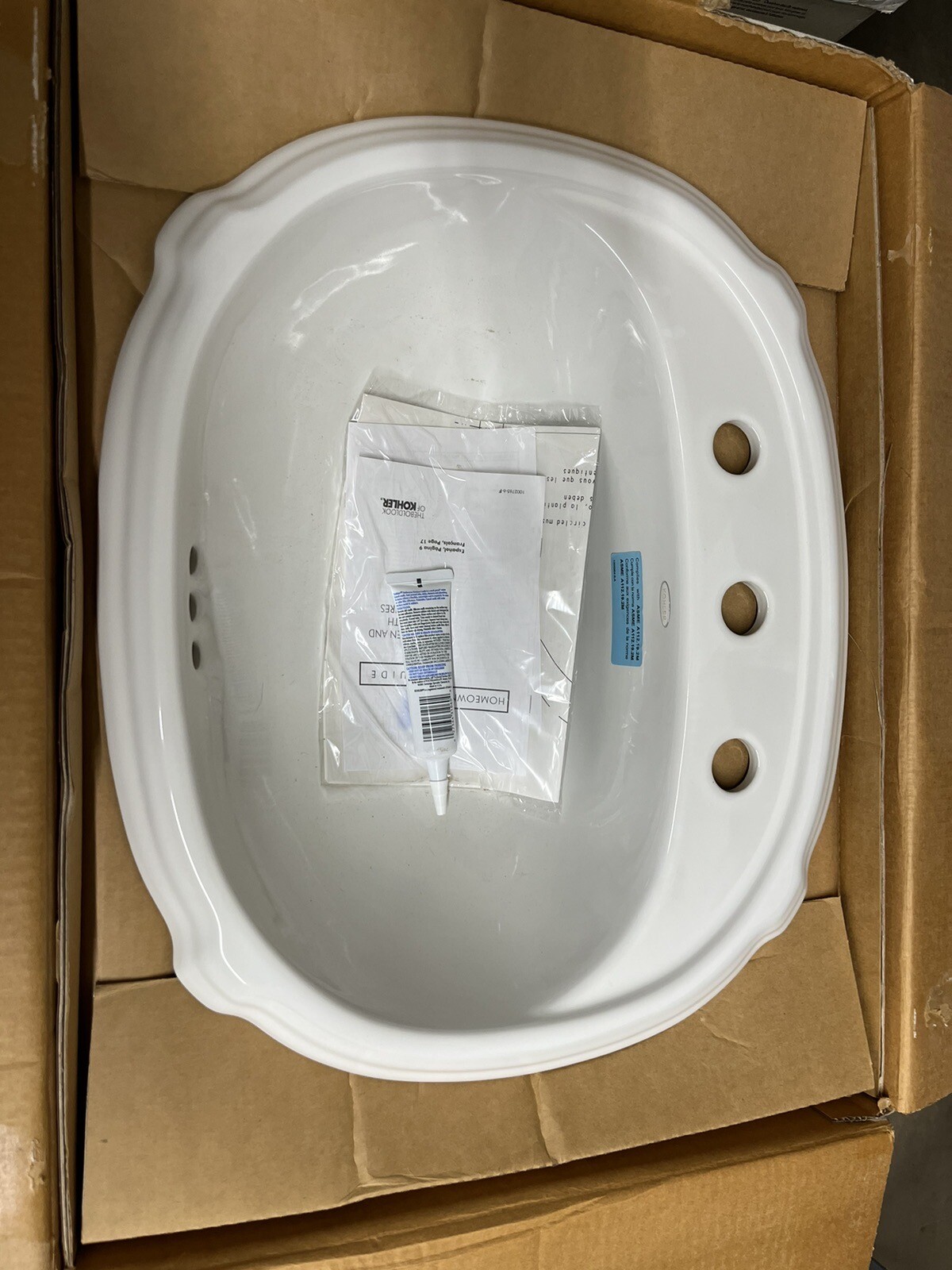Kohler K-2189-8-0 Portrait Self-Rimming Bathroom Sink, white, NEW