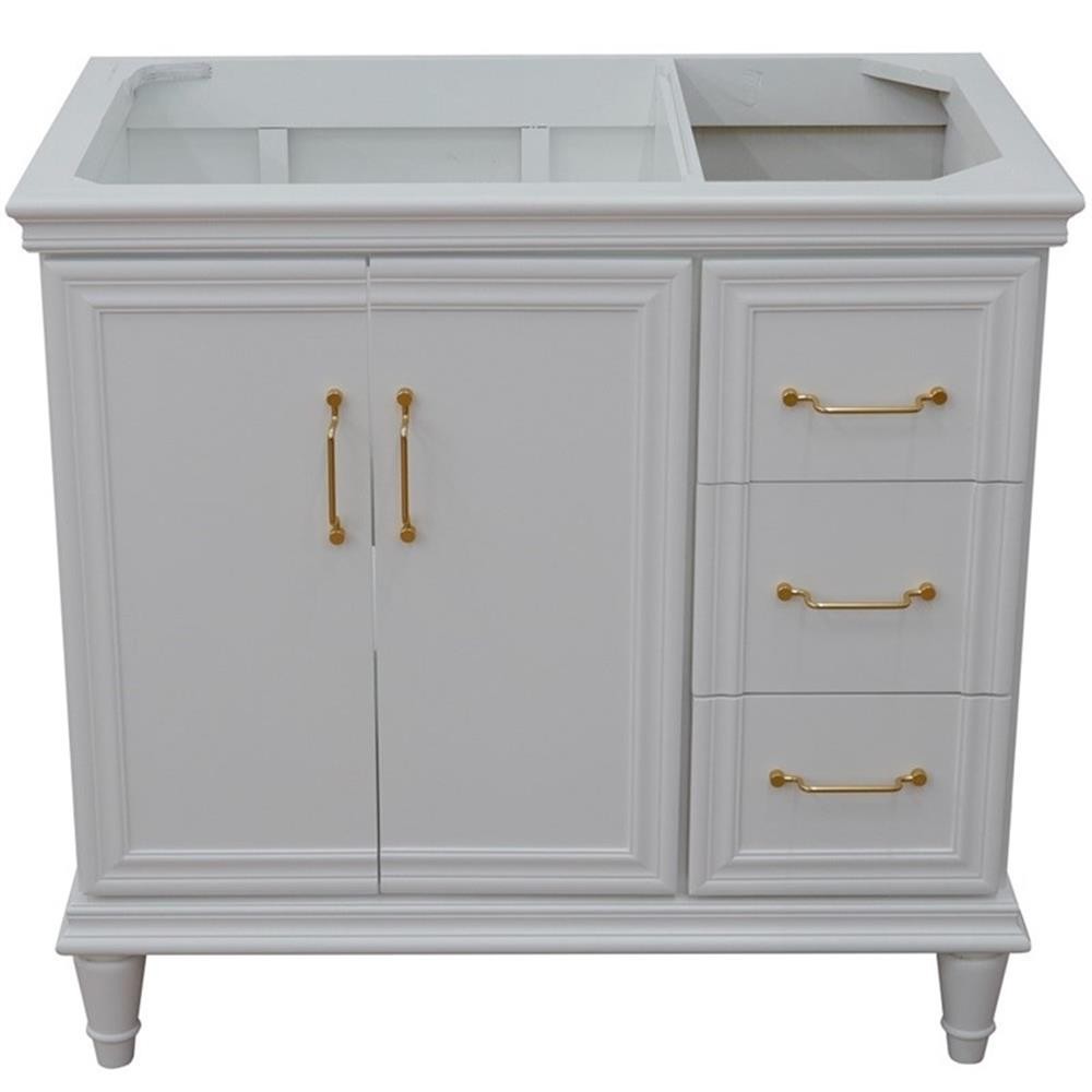 36 in. Single Wooden Vanity White Finish Left Door Cabinet Only