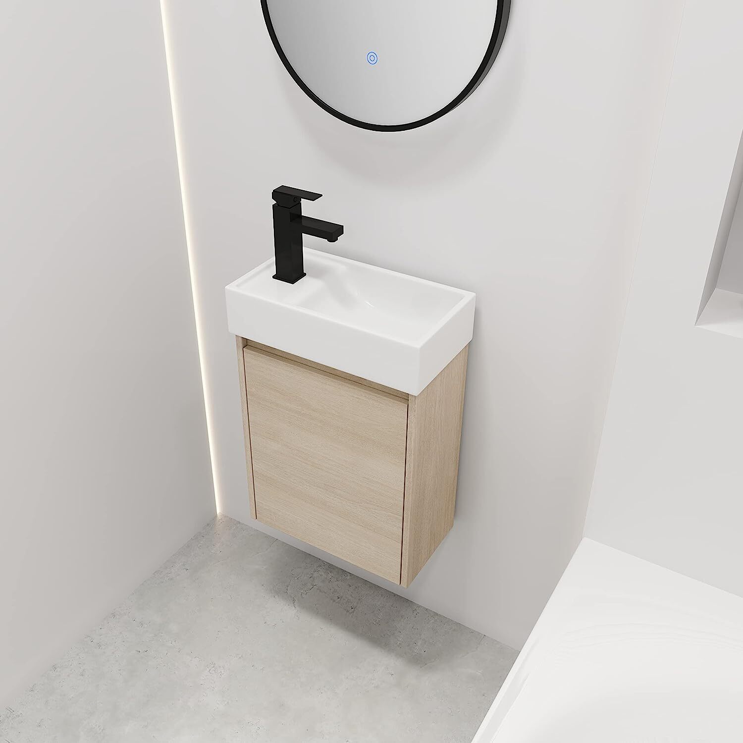 US SHIP 16-In ch Bathroom Vanity with Single Sink Wood Cabinet Small Bathroom