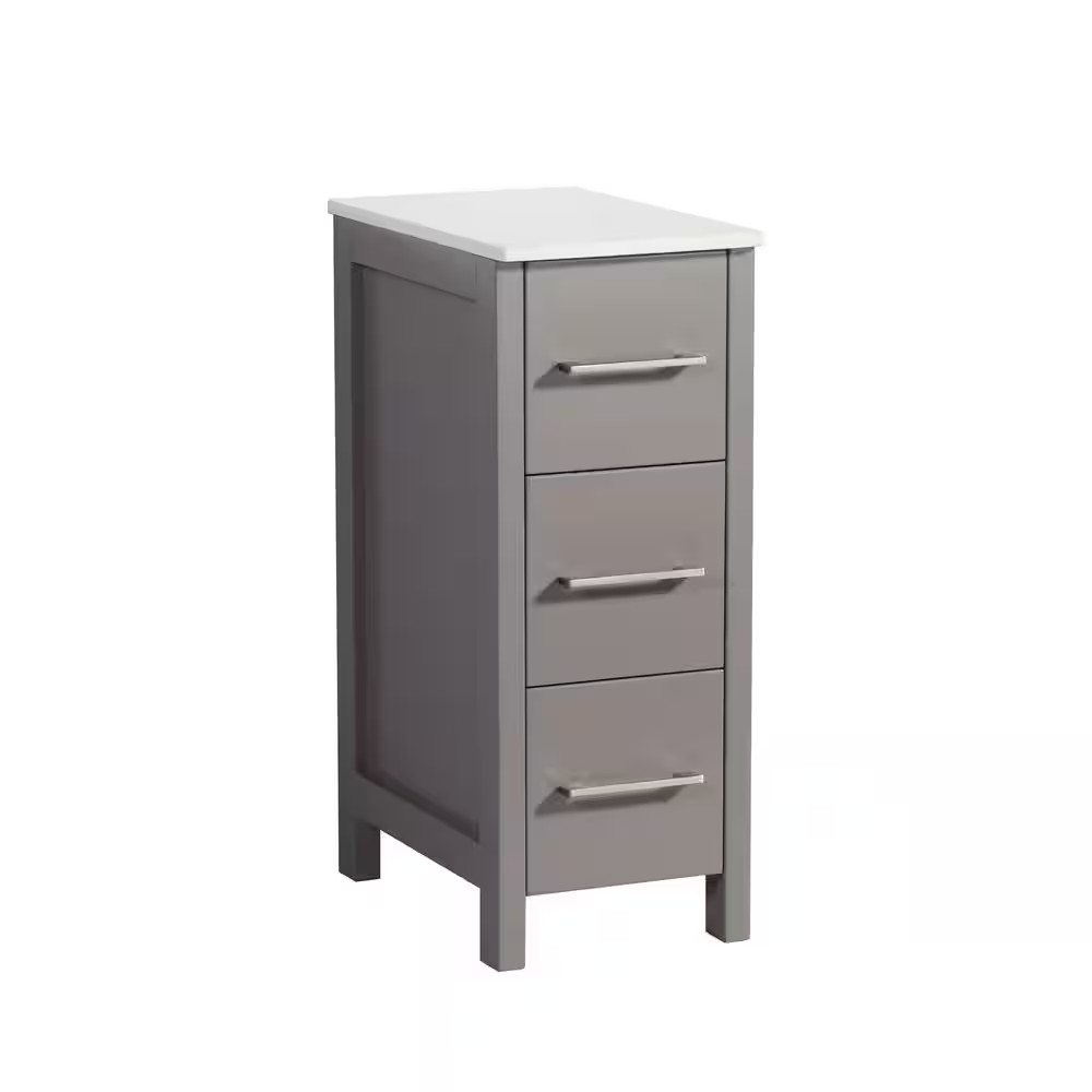 12 In. W X 18.5 In. D X 30 In. H Bath Vanity Side Cabinet in Grey with Engineere